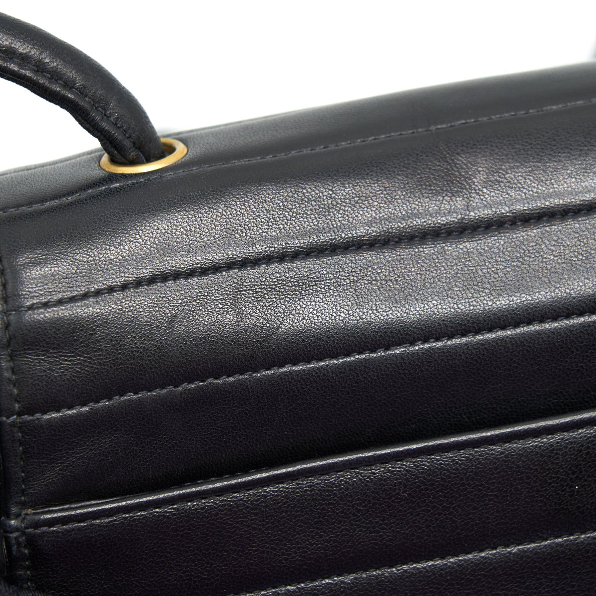 CHANEL VINTAGE KELLY FLAP BAG WITH LONG STRAP BLACK 24K GHW