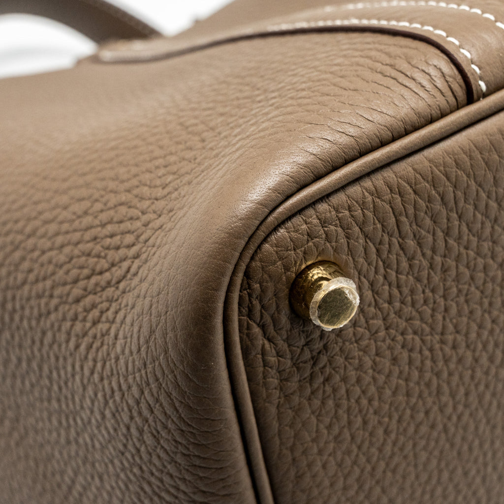 HERMES Picotin 18 Lock Bag Clemence Etoupe GHW