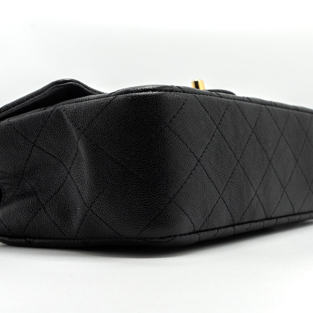 CHANEL TOP HANDLE MINI RECTANGULAR FLAP BAG GRAINED CALFSKIN BLACK GHW