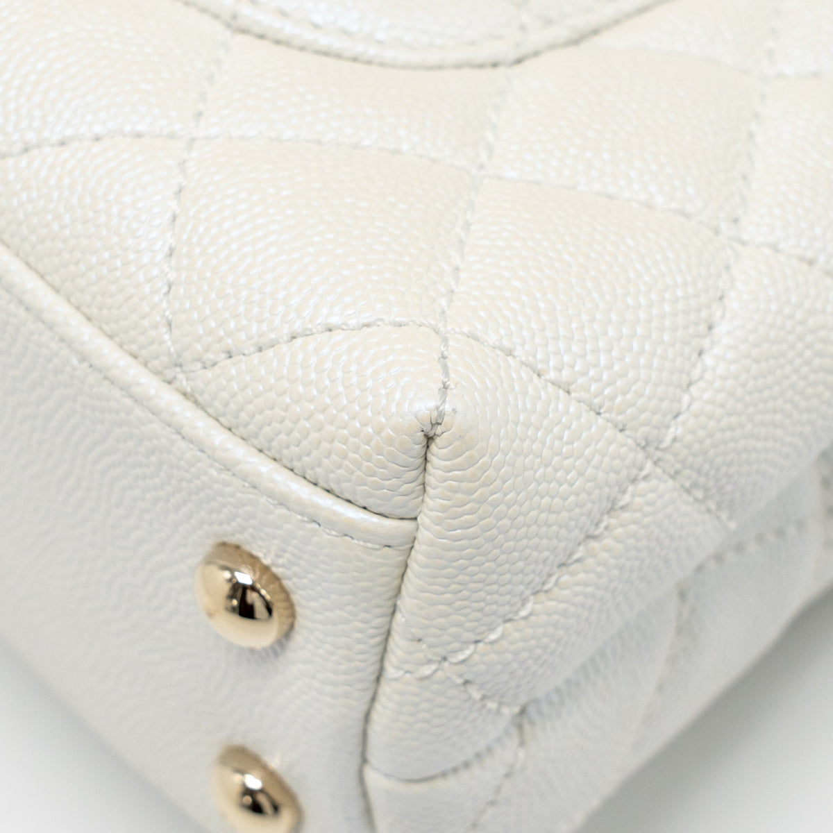 CHANEL MINI COCO HANDLE CAVIAR IRIDESCENT WHITE LGHW