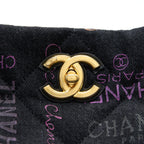 CHANEL 22P PRINTED DENIM MAXI SHOPPING TOTE BAG BLACK/MULTICOLOUR GHW