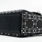 DIOR MINI LADY DIOR SATIN WITH CRYSTAL BLACK SHW