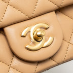 CHANEL PEARL CRUSH MINI SQUARE FLAP BAG LAMBSKIN BEIGE GHW (MICROCHIP)