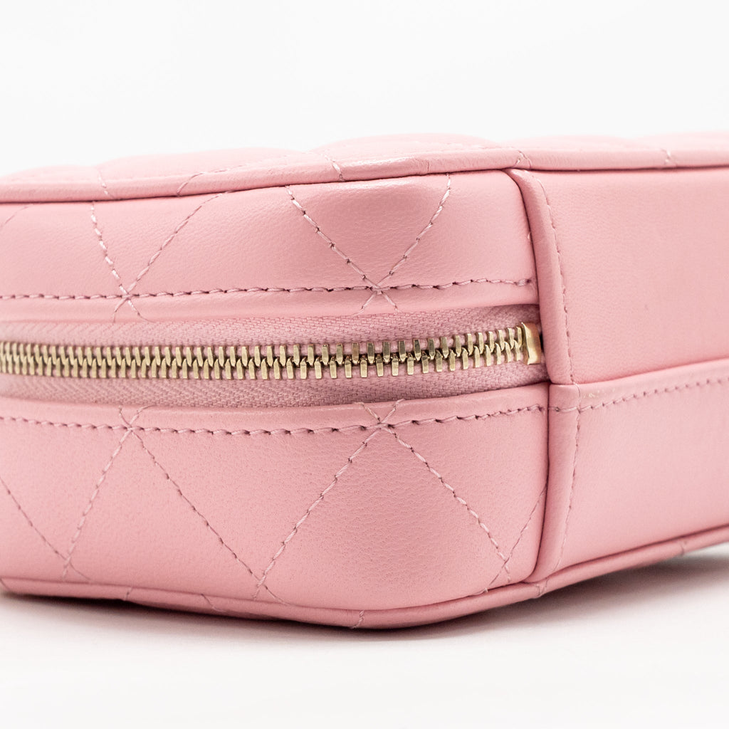 Chanel Chain Top Handle Mini Vanity Case Lambskin Pink GHW (Microchip)