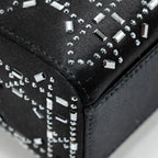 DIOR MINI LADY DIOR SATIN WITH CRYSTAL BLACK SHW