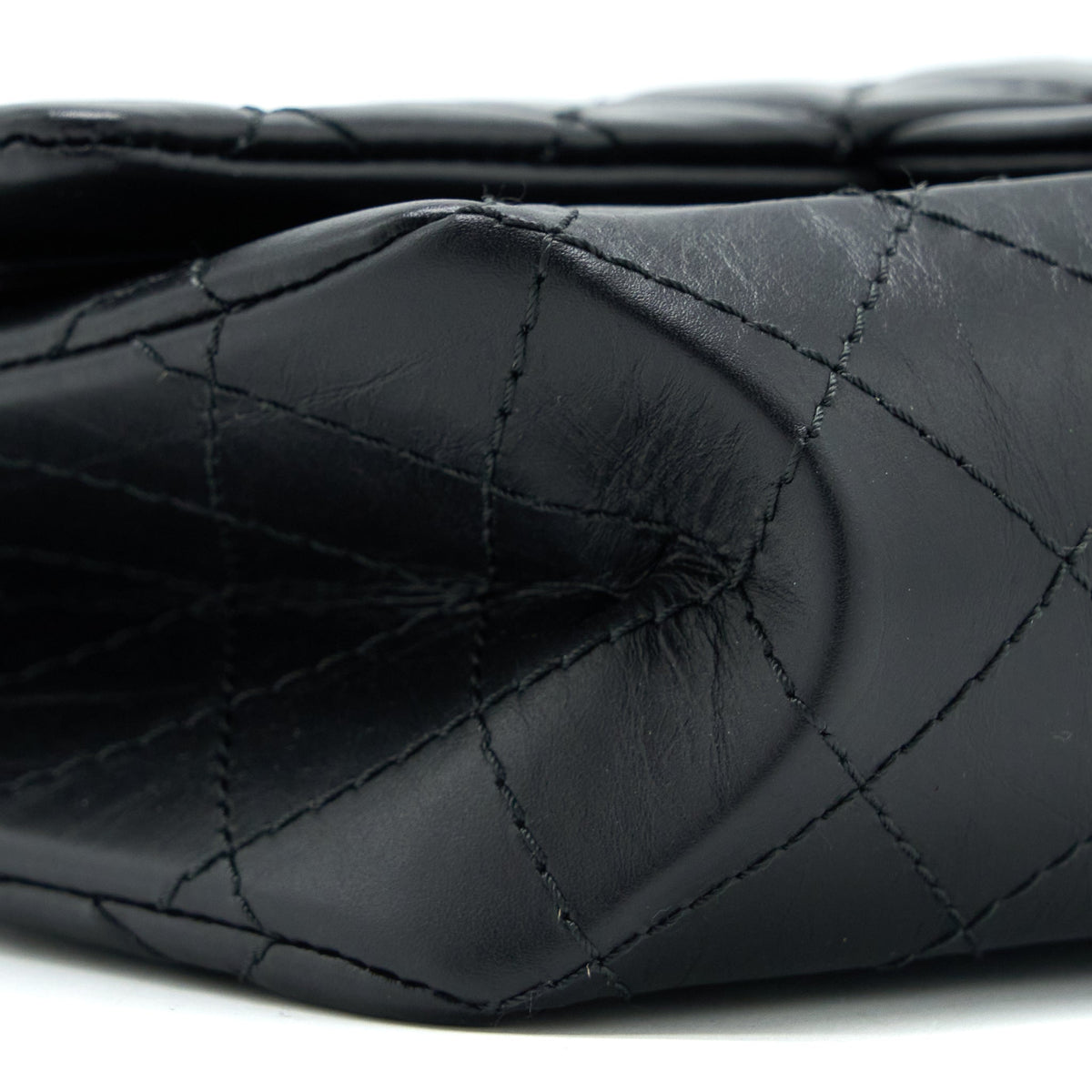 CHANEL SMALL 2.55 225 REISSUE FLAP BAG AGED CALFSKIN BLACK BRUSHED GHW