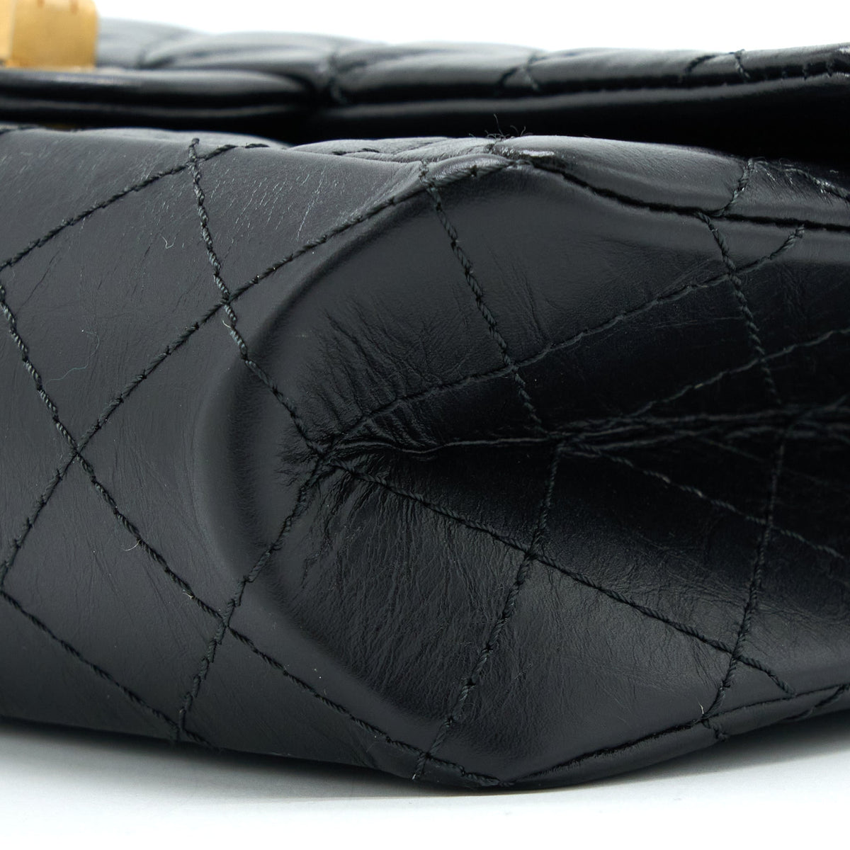 CHANEL SMALL 2.55 225 REISSUE FLAP BAG AGED CALFSKIN BLACK BRUSHED GHW