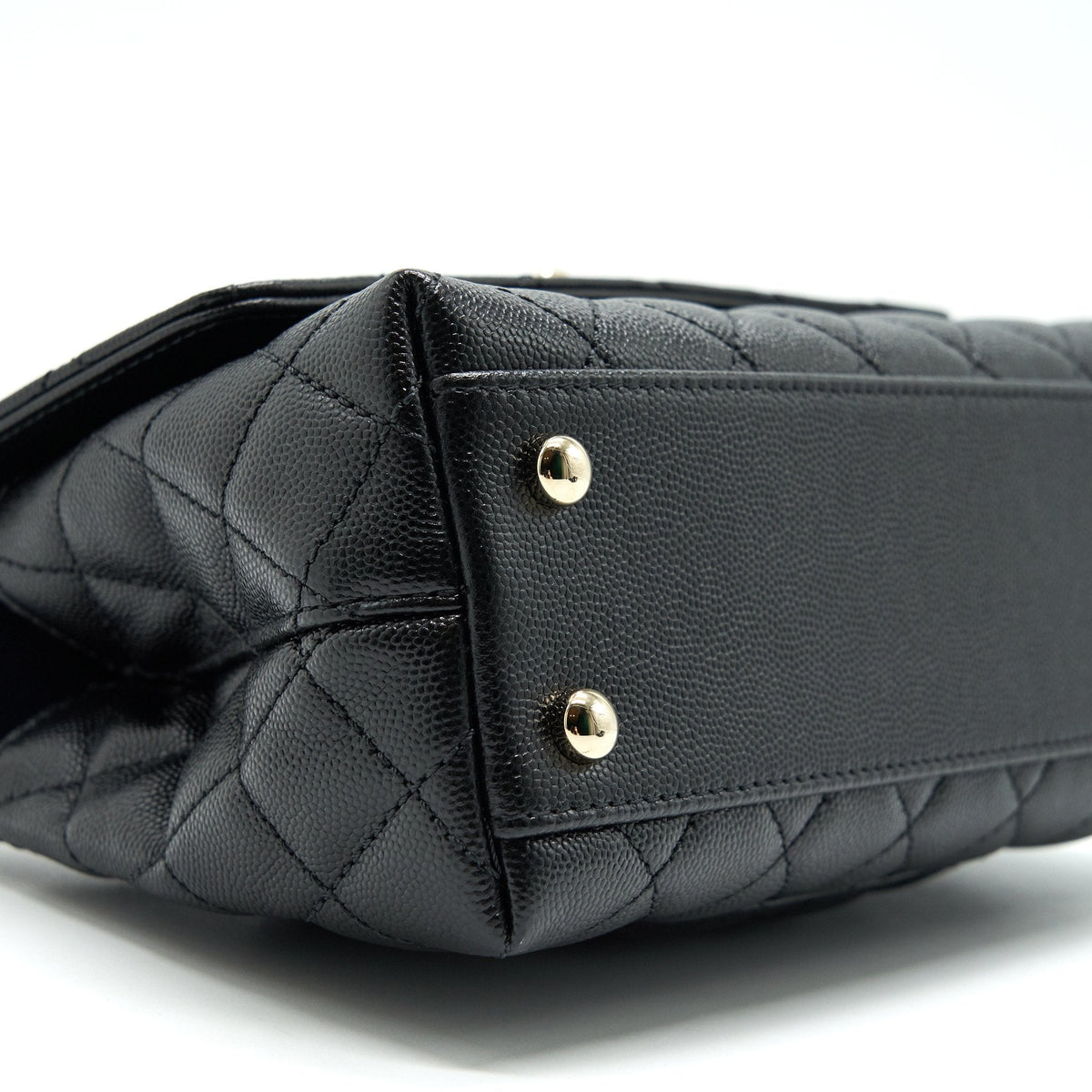 CHANEL 21K SMALL COCO HANDLE 24CM CAVIAR BLACK LGHW