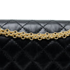 CHANEL SMALL 2.55 225 REISSUE FLAP BAG AGED CALFSKIN BLACK BRUSHED GHW