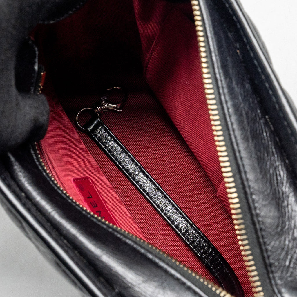 CHANEL SMALL GABRIELLE HOBO BAG CHEVRON AGED CALFSKIN BLACK MULTICOLOUR HARDWARE