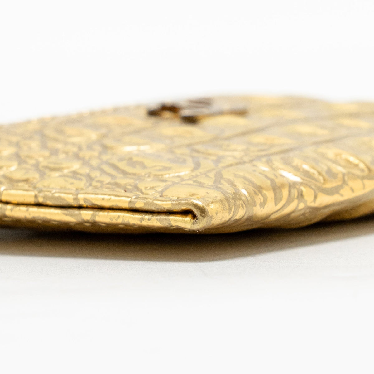 Chanel card holder croc-embossed calfskin gold metallic GHW