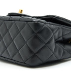 CHANEL 22C PEARL CRUSH MINI SQUARE FLAP BAG BLACK LAMBSKIN GHW (MICROCHIP)