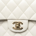 CHANEL SMALL CLASSIC DOUBLE FLAP BAG CAVIAR WHITE LGHW (MICROCHIP)