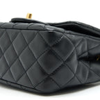 CHANEL 21B PEARL CRUSH SQUARE MINI FLAP BAG BLACK GHW (NEW VERSION WITH MICROCHIP)