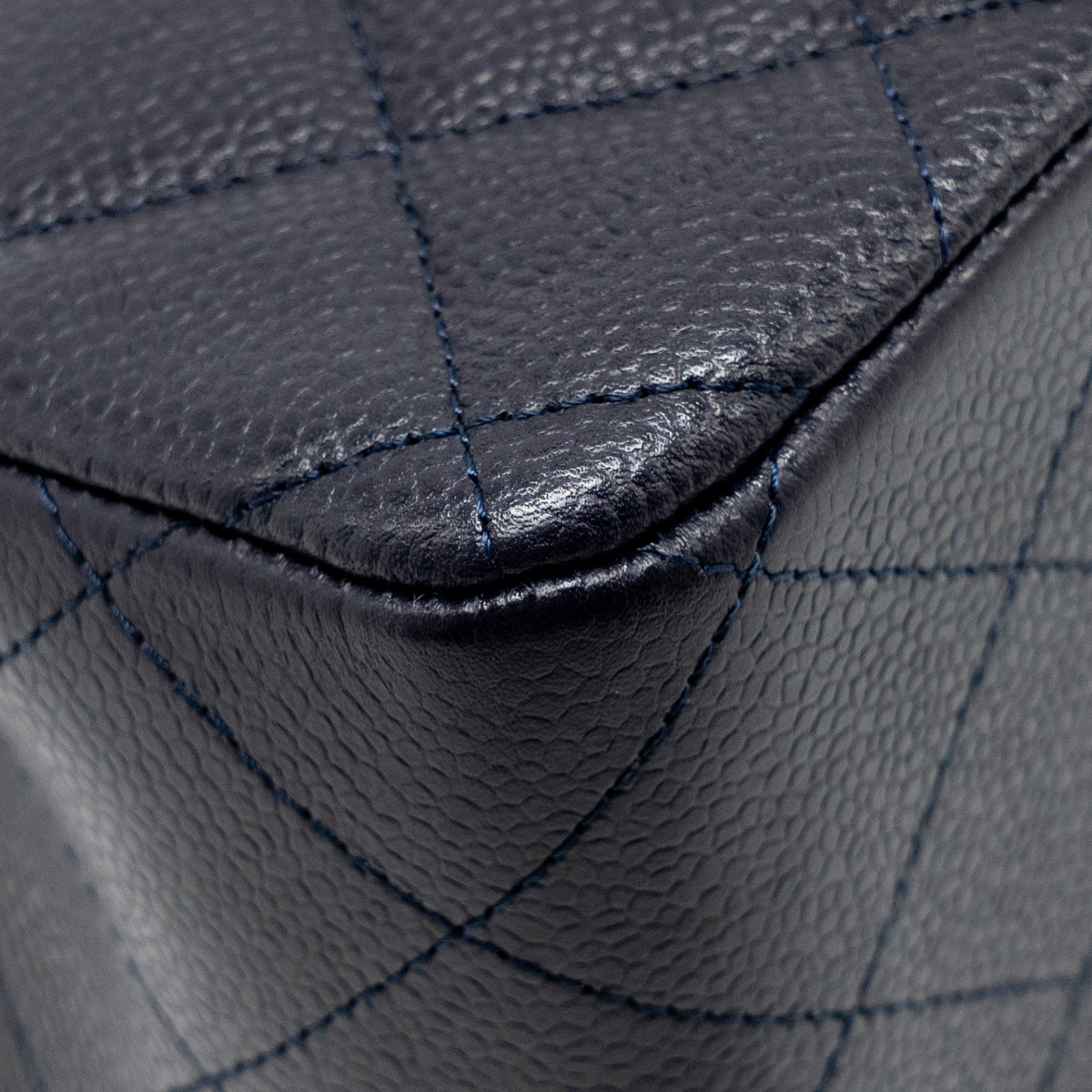 CHANEL JUMBO CLASSIC DOUBLE FLAP BAG CAVIAR DARK BLUE SHW