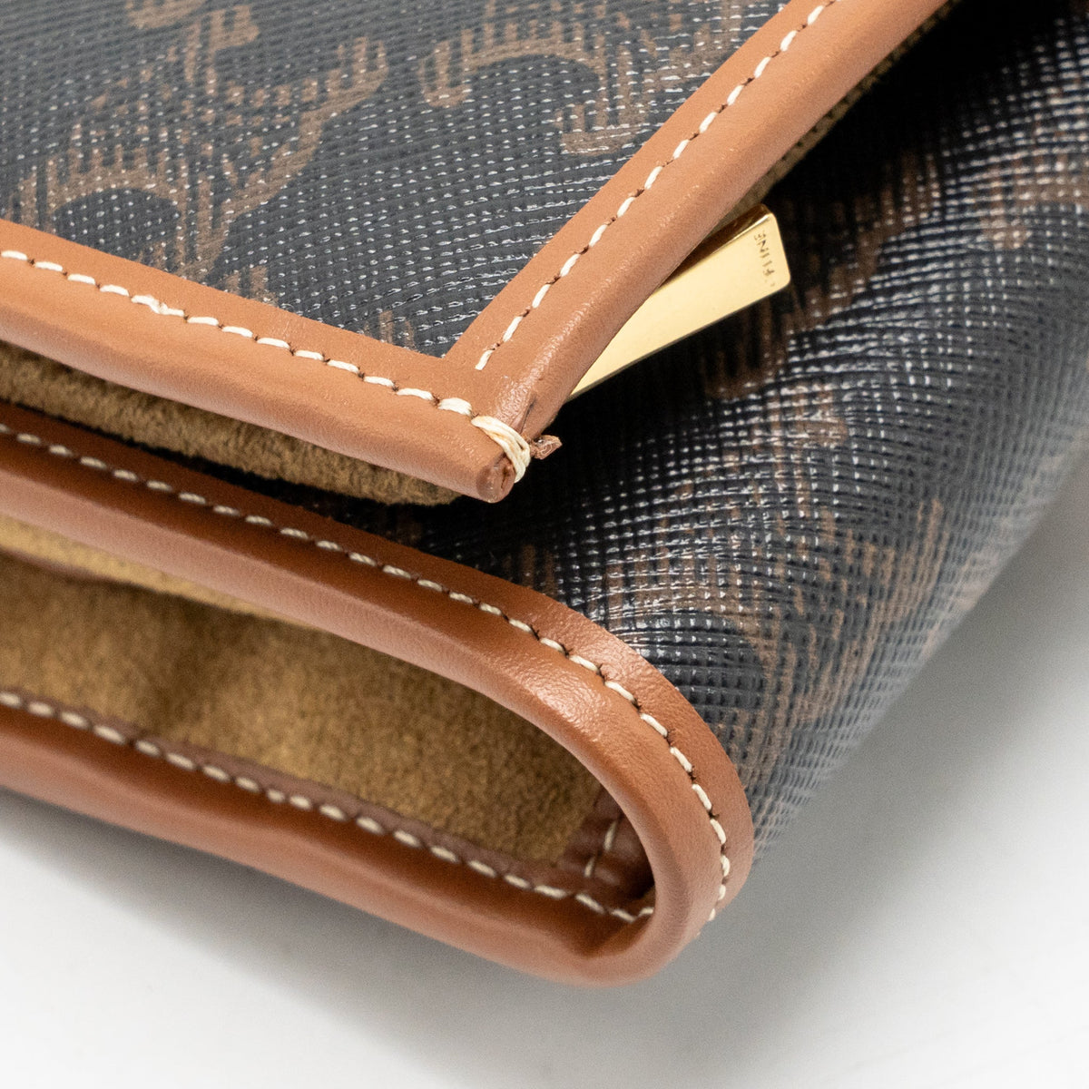 Celine Jewellery Pouch In Triomphe Canvas / Calfskin Tan GHW