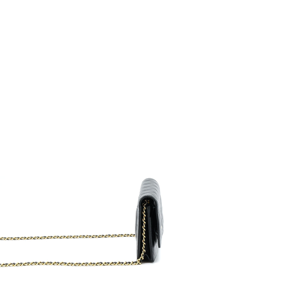 CHANEL CLASSIC WALLET ON CHAIN CAVIAR BLACK GHW (MICROCHIP)