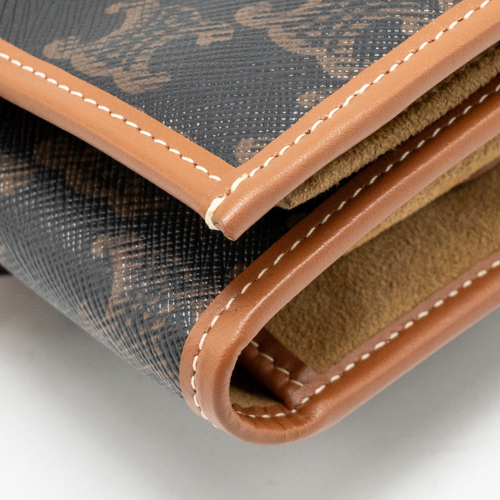 Celine Jewellery Pouch In Triomphe Canvas / Calfskin Tan GHW