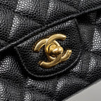 CHANEL MEDIUM CLASSIC DOUBLE FLAP BAG CAVIAR BLACK GHW
