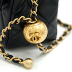 CHANEL 22C PEARL CRUSH MINI SQUARE FLAP BAG BLACK LAMBSKIN GHW (MICROCHIP)