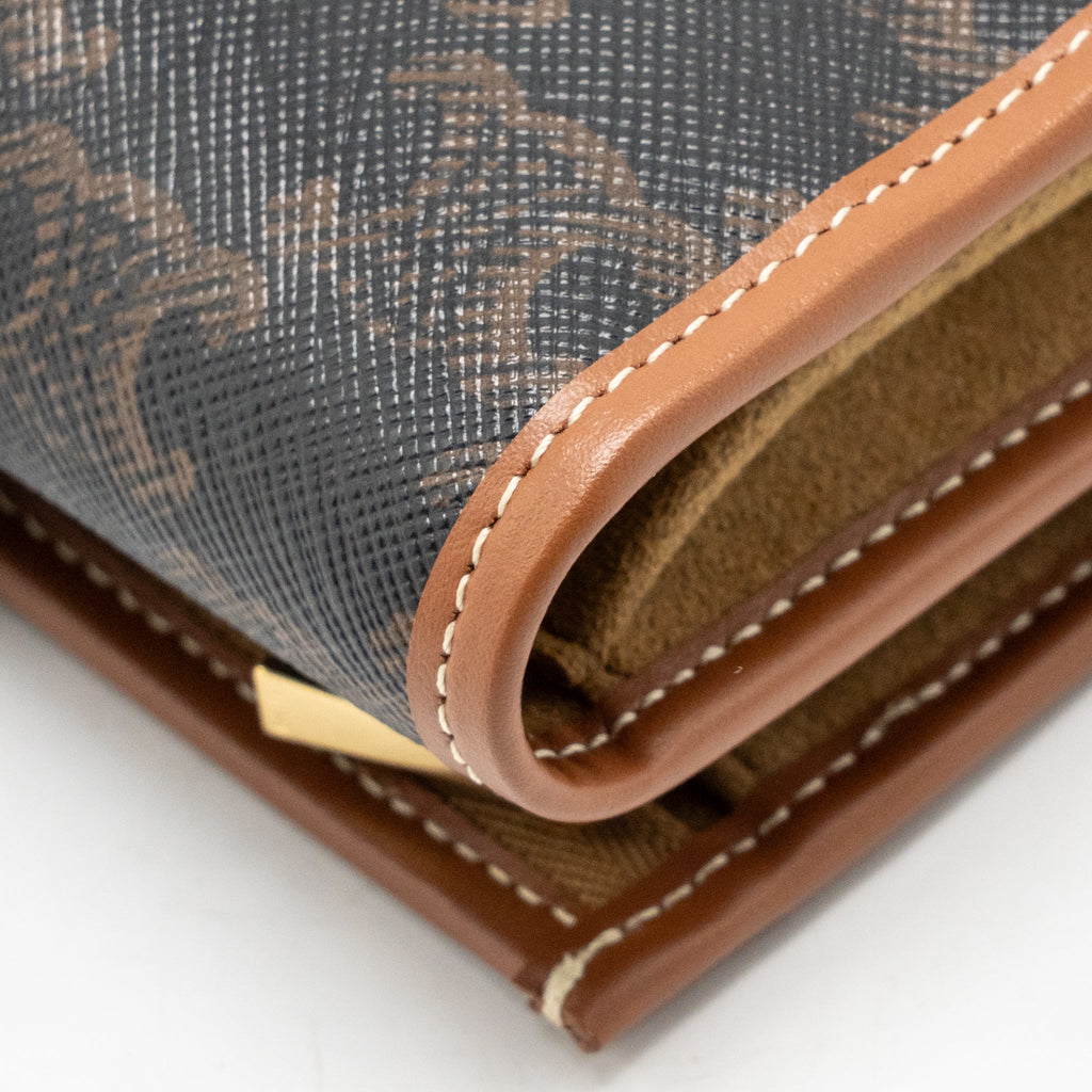 Celine Jewellery Pouch In Triomphe Canvas / Calfskin Tan GHW