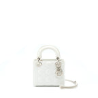 DIOR MINI LADY DIOR LAMBSKIN WHITE SHW