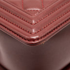 CHANEL MEDIUM BOY BAG LAMBSKIN DARK RED LGHW