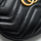 GUCCI GG MARMONT MATELASSE BELT BAG BLACK GHW