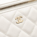 CHANEL LONG VANITY WITH CHAIN CAVIAR WHITE LGHW (MICROCHIP)
