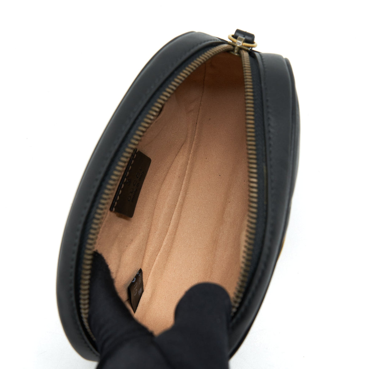 GUCCI GG MARMONT MATELASSE BELT BAG BLACK GHW