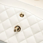 CHANEL SMALL CLASSIC DOUBLE FLAP BAG CAVIAR WHITE LGHW (MICROCHIP)
