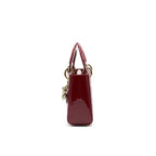 DIOR MINI LADY DIOR PATENT LEATHER RED WITH GHW