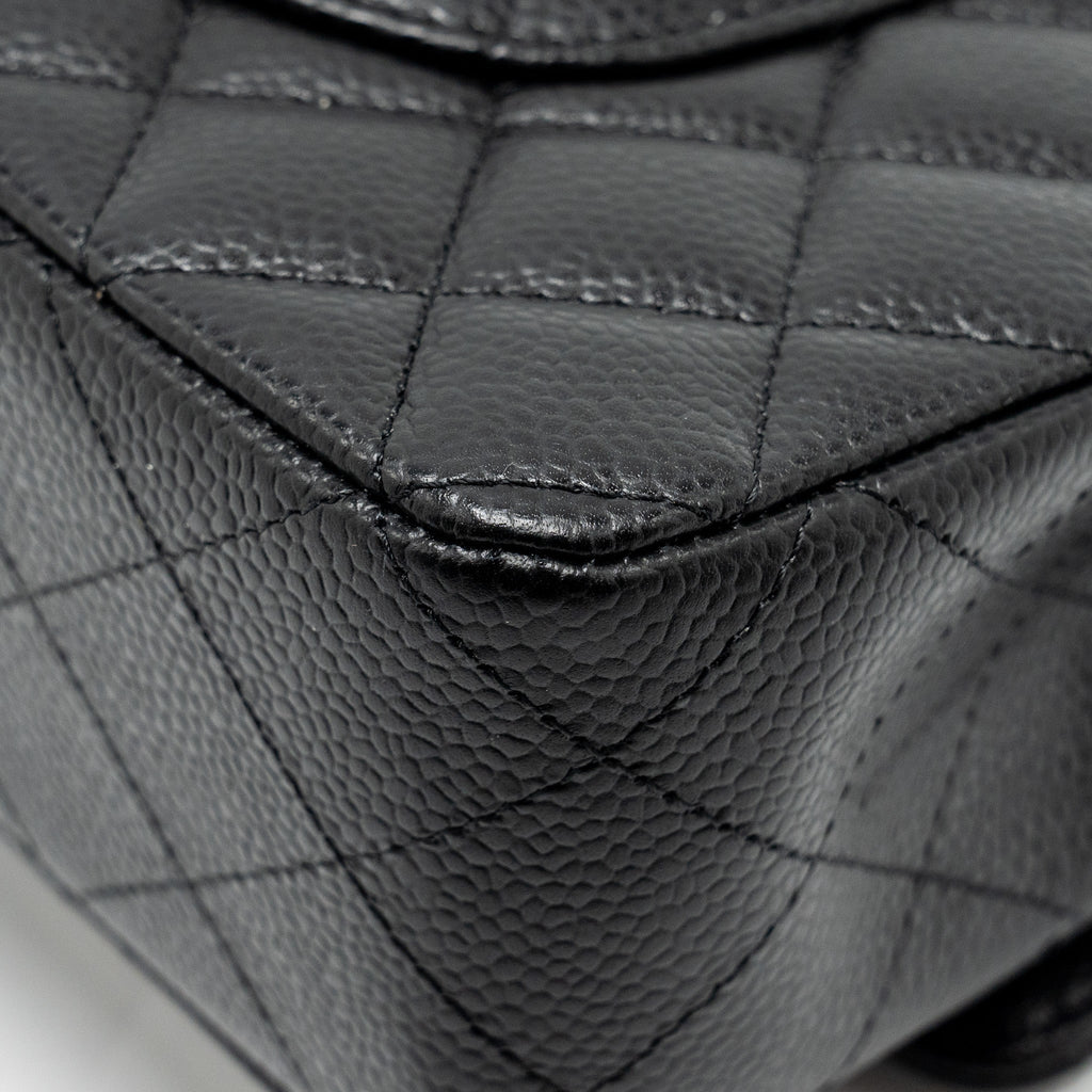 CHANEL MEDIUM CLASSIC DOUBLE FLAP BAG CAVIAR BLACK SHW