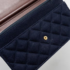 CHANEL 18A CHARMING NAVY WALLET ON CHAIN WOOL/CALFSKIN NAVY GHW
