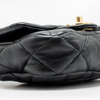 CHANEL 22S GIANT CHAIN MINI FLAP BAG LAMBSKIN BLACK BRUSHED GHW (MICROCHIP)