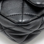 CHANEL 22S GIANT CHAIN MINI FLAP BAG LAMBSKIN BLACK BRUSHED GHW (MICROCHIP)