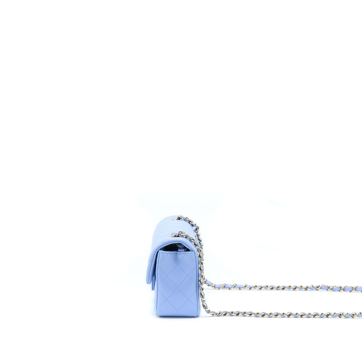 CHANEL MINI RECTANGULAR FLAP BAG LAMBSKIN BLUE LGHW