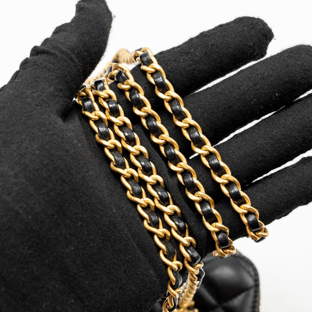CHANEL LETTER TWIST TOP HANDLE LONG VANITY WITH CHAIN LAMBSKIN BLACK GHW (MICROCHIP)