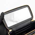 CHANEL LETTER TWIST TOP HANDLE LONG VANITY WITH CHAIN LAMBSKIN BLACK GHW (MICROCHIP)