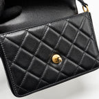 CHANEL 24K TOP HANDLE MESSENGER BAG WITH REMOVABLE CHAIN CAVIAR BLACK GHW(MICROCHIP)