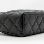 Chanel CC top Handle vanity with chain caviar black LGHW (microchip)