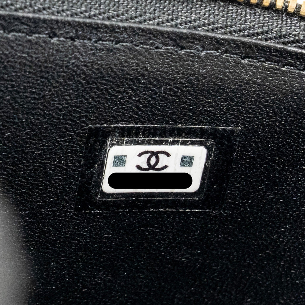 CHANEL LETTER TWIST TOP HANDLE LONG VANITY WITH CHAIN LAMBSKIN BLACK GHW (MICROCHIP)