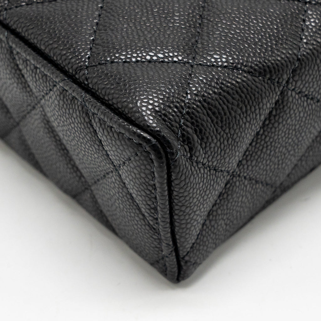 Chanel CC top Handle vanity with chain caviar black LGHW (microchip)