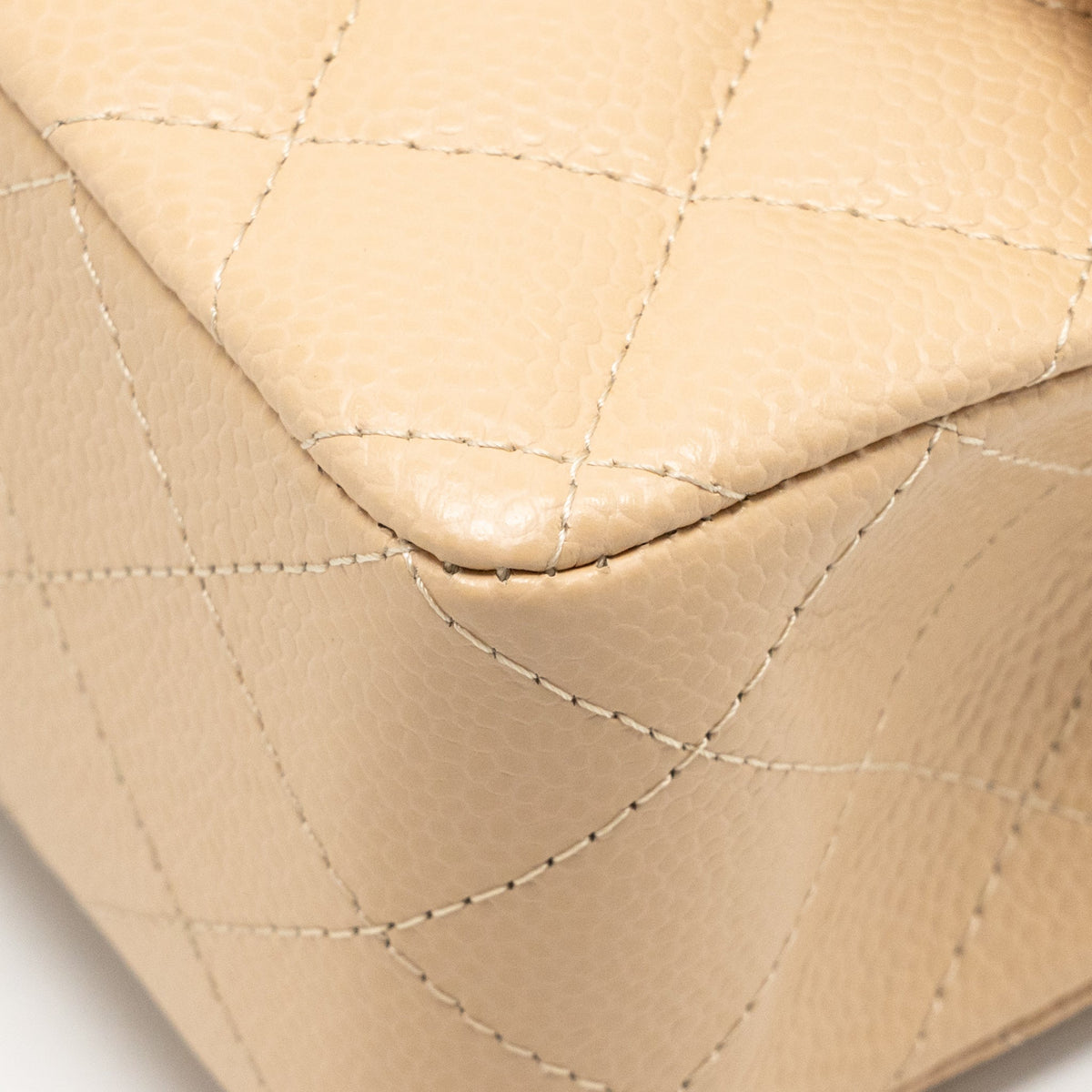 CHANEL SMALL CLASSIC DOUBLE FLAP BAG CAVIAR BEIGE GHW