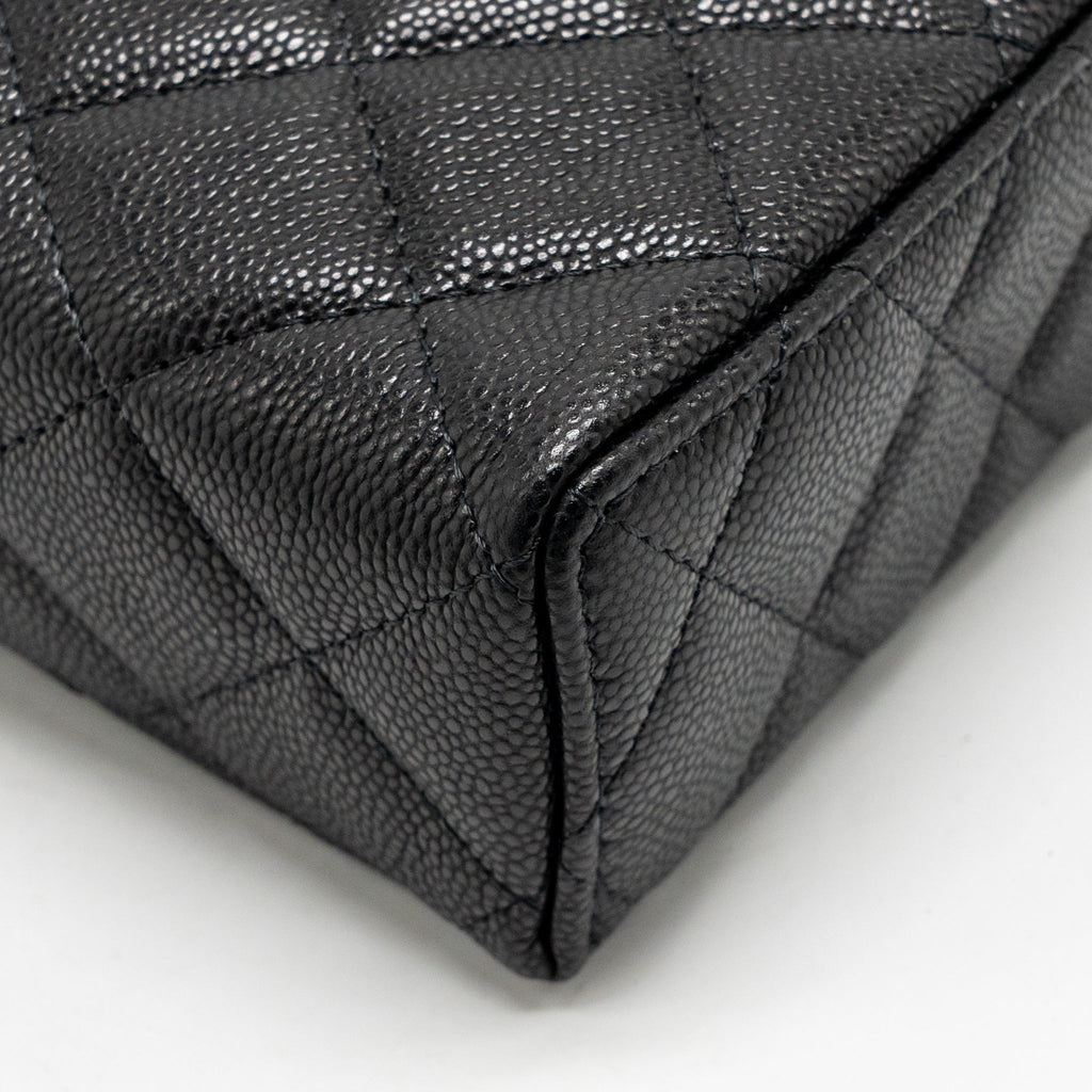 Chanel CC top Handle vanity with chain caviar black LGHW (microchip)