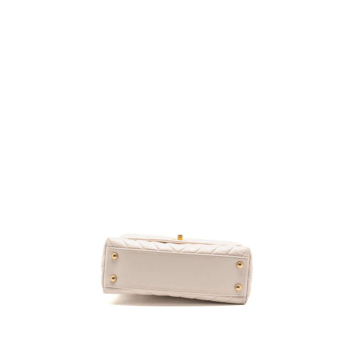 Chanel Small Coco Handle Chevron Aged Calfskin ivory GHW