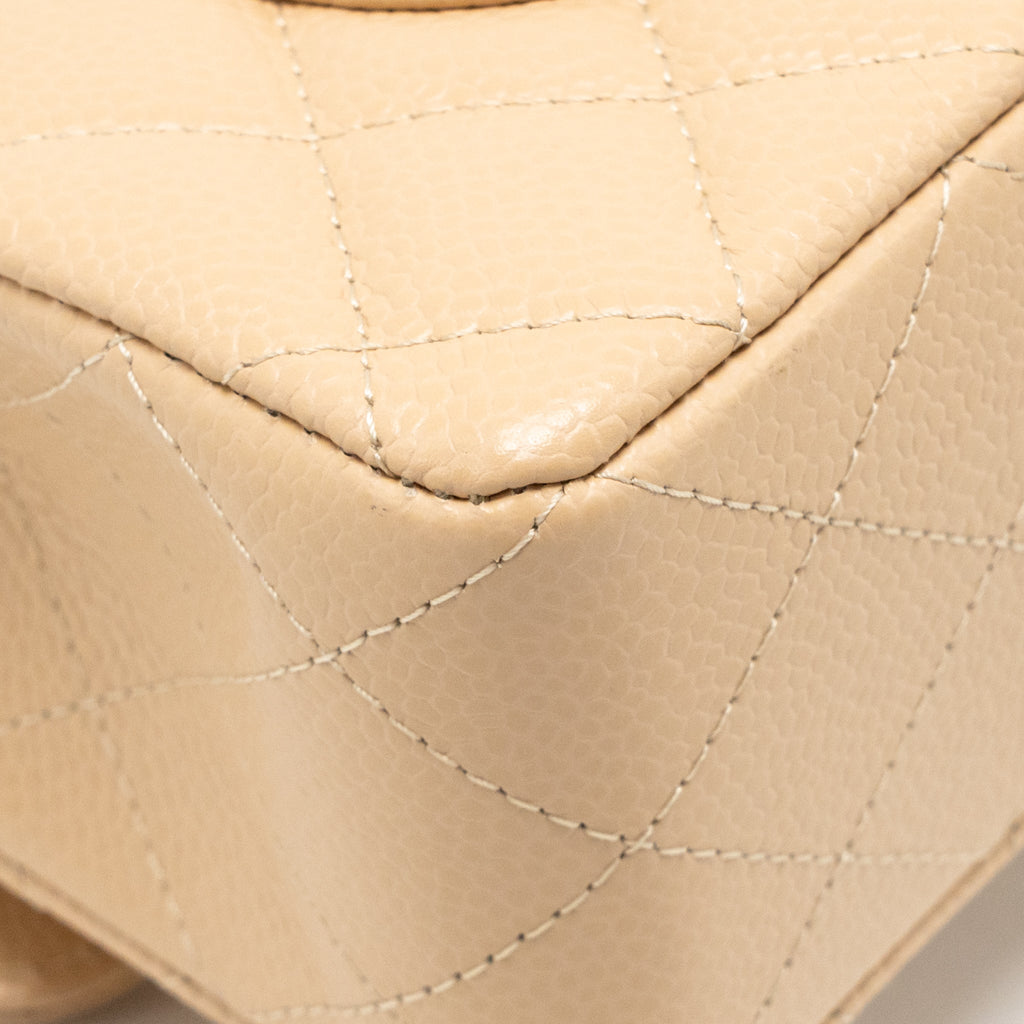 CHANEL SMALL CLASSIC DOUBLE FLAP BAG CAVIAR BEIGE GHW