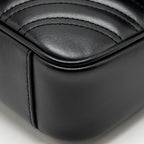 Gucci Small GG Marmont Shoulder bag Matelassé Chevron Leather Black GHW