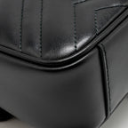 Gucci Small GG Marmont Shoulder bag Matelassé Chevron Leather Black GHW