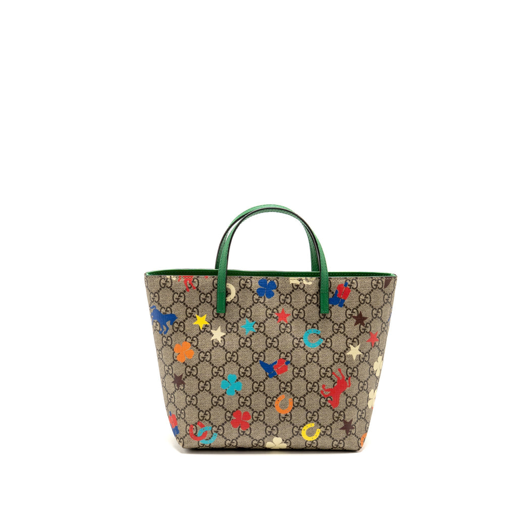 Gucci Children’s GG Ranch Tote Bag GG Supreme Canvas/Leather Beige/Ebony/Green SHW